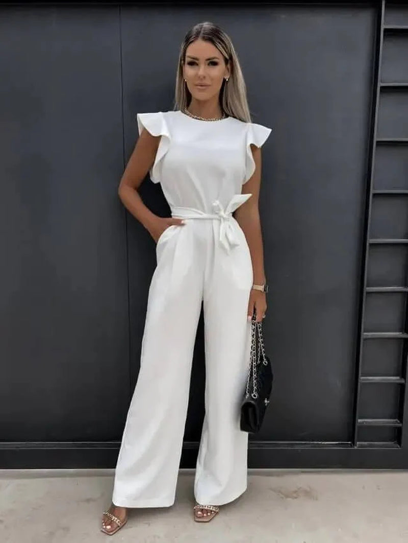 Yessica| conjunto  Elegante Para Mujer Con Pantalón Ancho Y Cinturón Estilizador | Sofisticado
