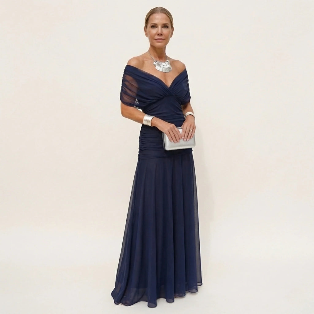 Vestido Largo Mujer Elegante Fluido – Escote V Y Diseño Sofisticado