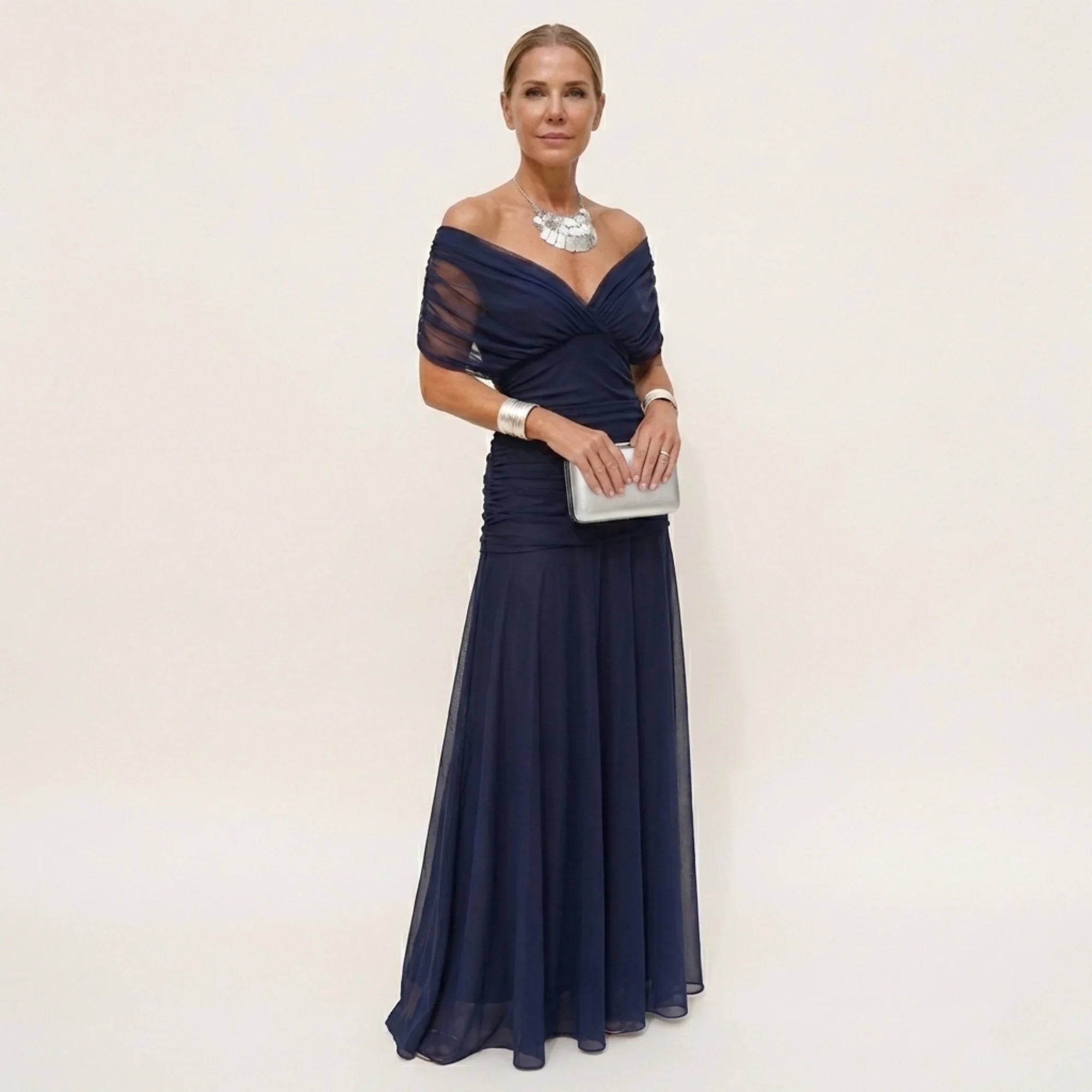 Vestido Largo Mujer Elegante Fluido – Escote V Y Diseño Sofisticado