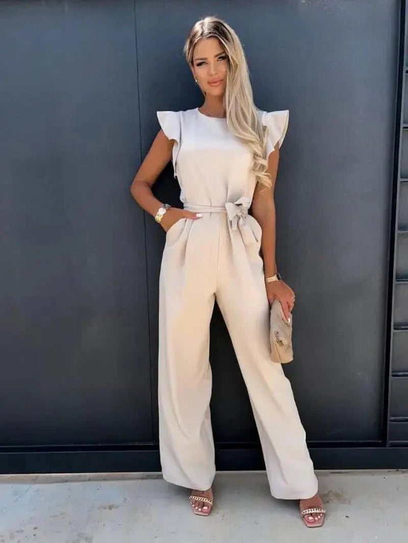 Yessica| conjunto  Elegante Para Mujer Con Pantalón Ancho Y Cinturón Estilizador | Sofisticado