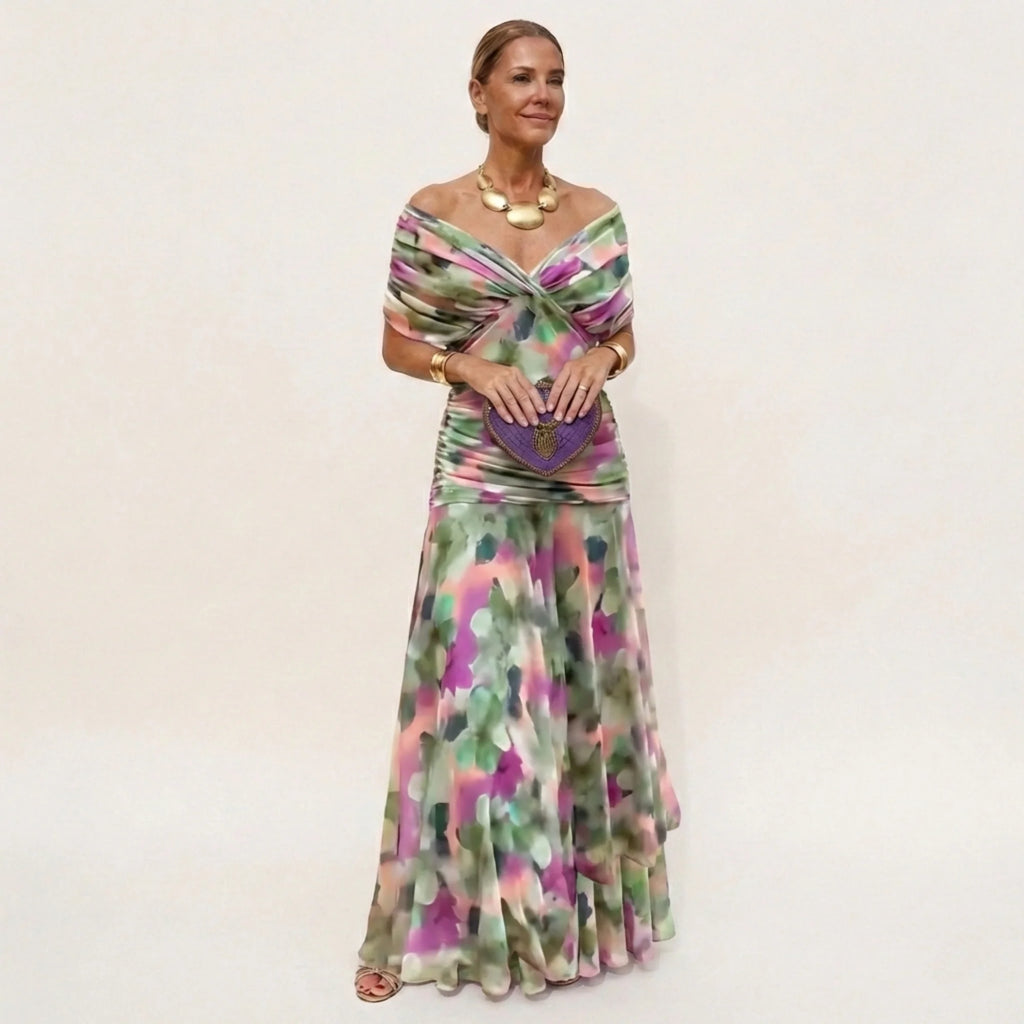 Vestido Largo Mujer Elegante Fluido – Escote V Y Diseño Sofisticado
