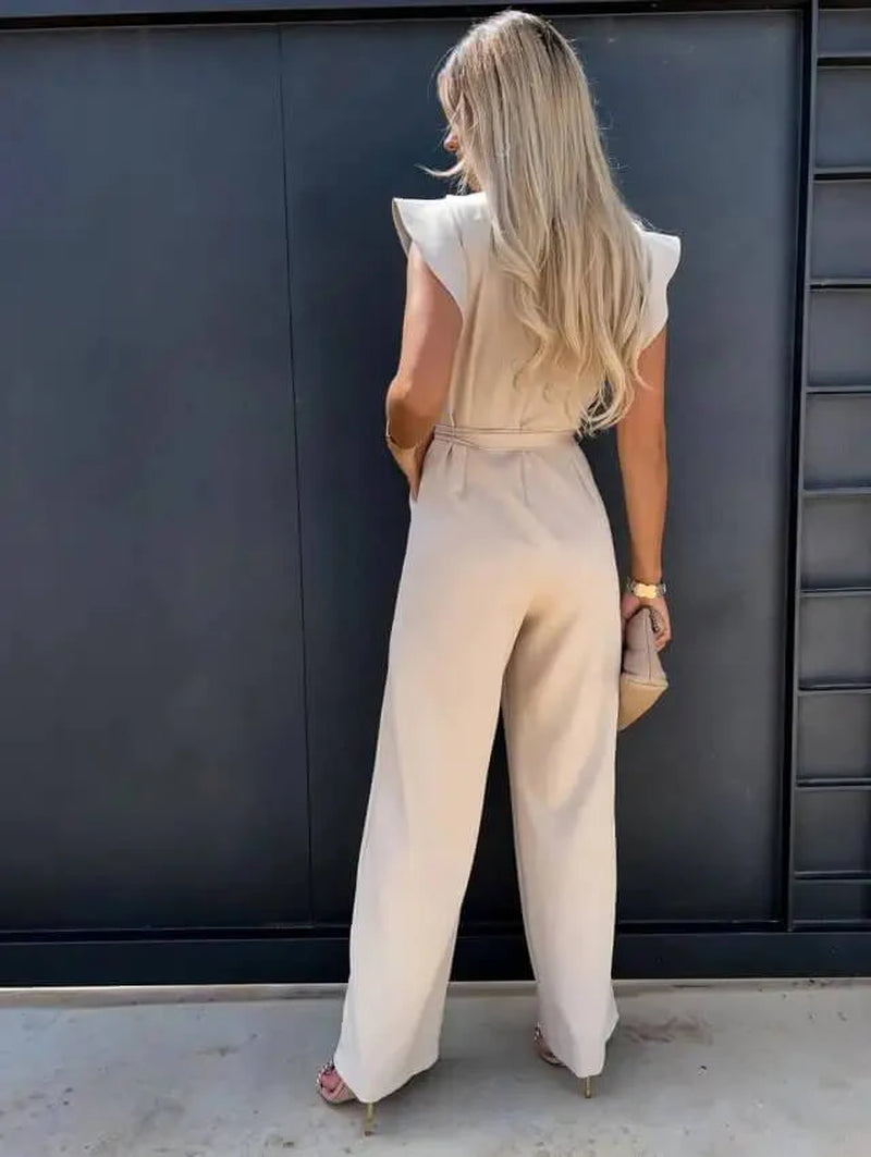Yessica| conjunto  Elegante Para Mujer Con Pantalón Ancho Y Cinturón Estilizador | Sofisticado